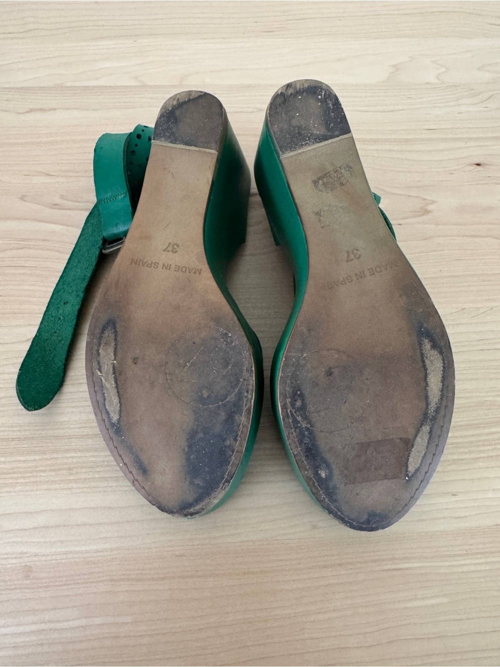 Sixtyseven Vivian Green Peep-Toe Ankle Strap Wedges - Picture 4 of 5